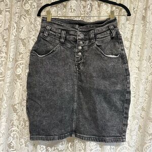 Rock And Roll Denim Grey Jean High Rise Mini Skirt